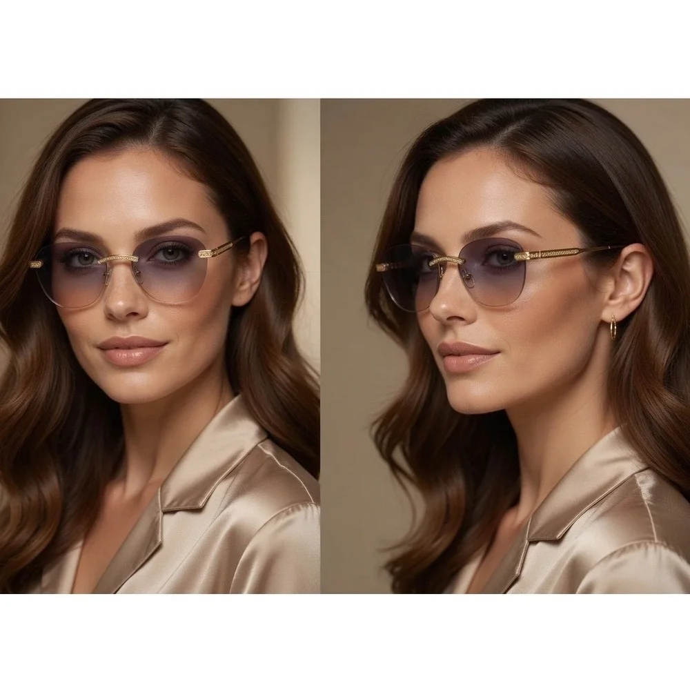 Women Vintage Designer Fashion Sunglasses Thin Metal Round‎ Frame Light Weight